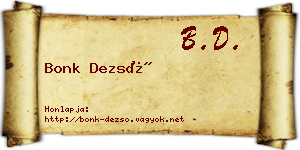 Bonk Dezső névjegykártya